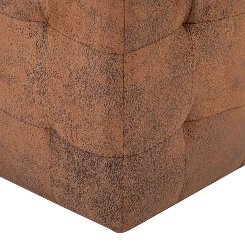 Lot de 2 poufs repose-pied tabouret capitonné 30 x 30 x 30 cm PVC aspect daim marron DEC029937