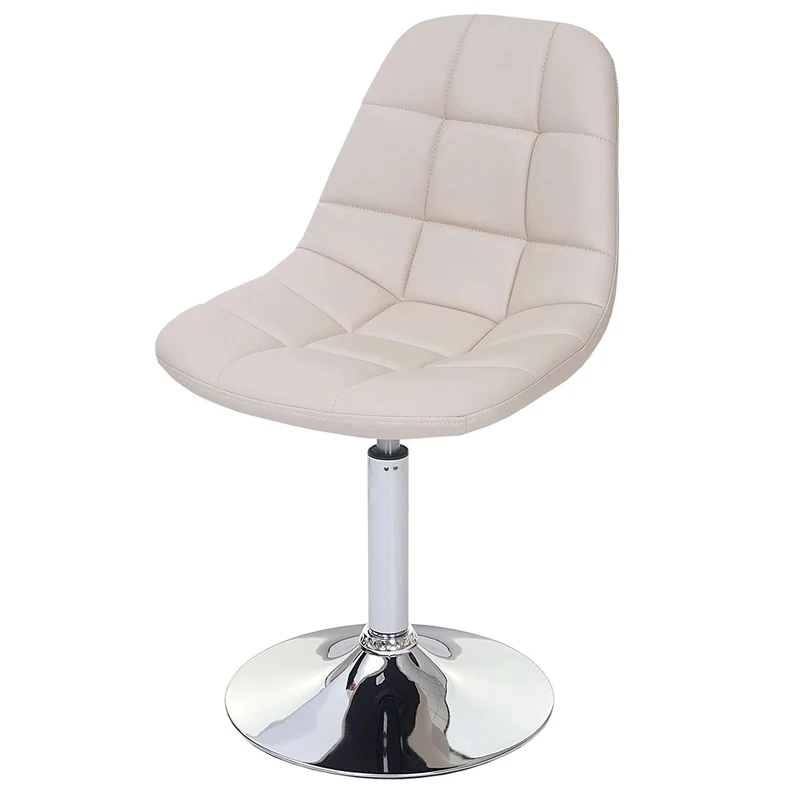 6x chaises de salle à manger en synthétique crème pied chromé pivotant CDS04621