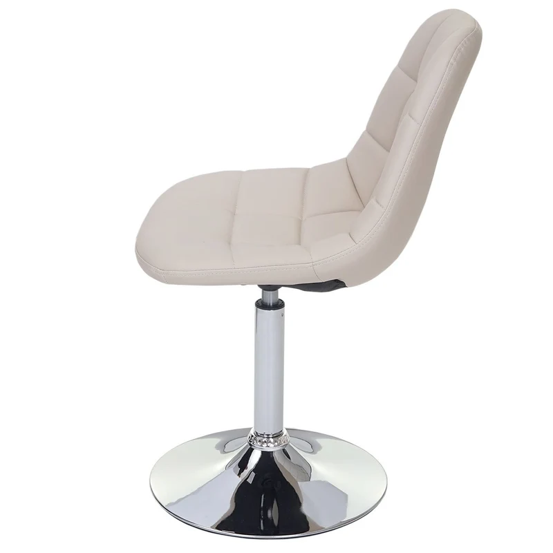 6x chaises de salle à manger en synthétique crème pied chromé pivotant CDS04621