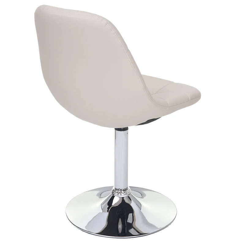 6x chaises de salle à manger en synthétique crème pied chromé pivotant CDS04621