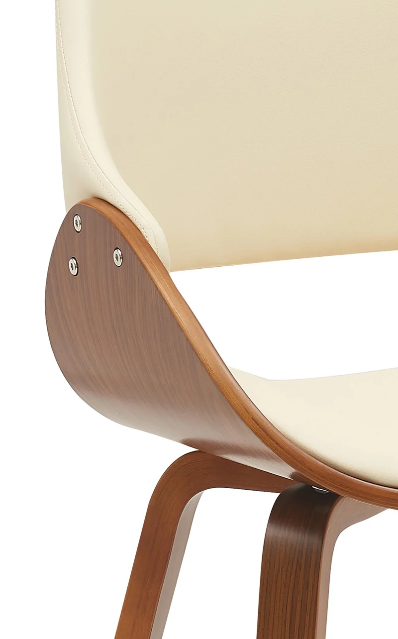 Chaise de salle à manger x1 design scandinave en bois courbé couleur noyer et PVC crème 10_0007352