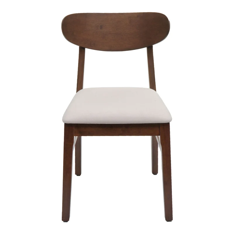 Lot de 2 chaises de salle à manger modernes avec dossier haut 79 x 45 x 49 cm structure en bois marron tissu crème 04_0010148