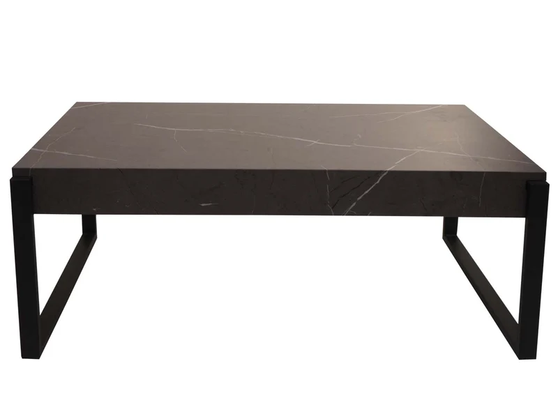 Table basse table de salon design effet marbre gris 110 x 64 cm plateau en MDF structure métal 04_0010241