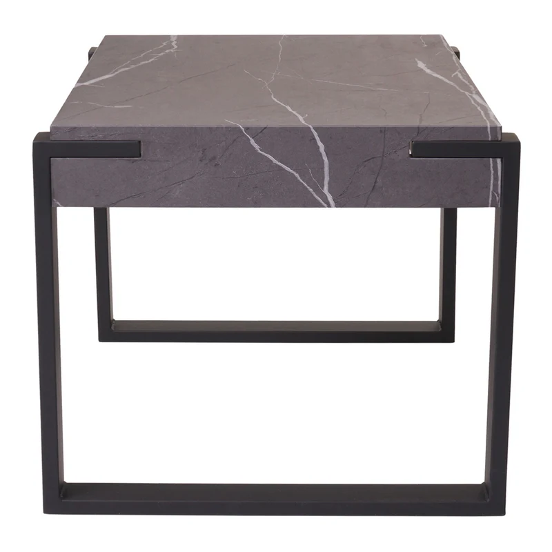 Table basse table de salon design effet marbre gris 110 x 64 cm plateau en MDF structure métal 04_0010241