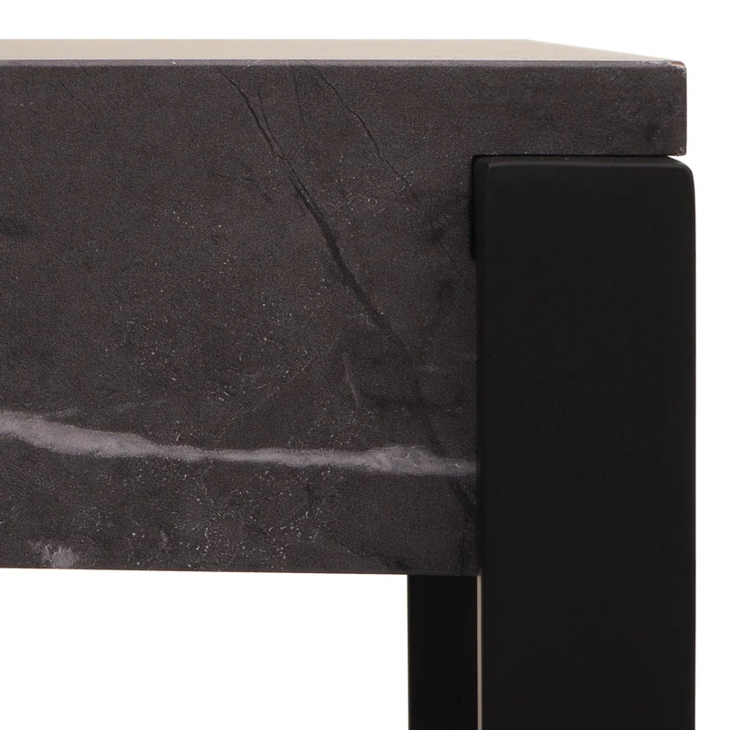 Table basse table de salon design effet marbre gris 110 x 64 cm plateau en MDF structure métal 04_0010241