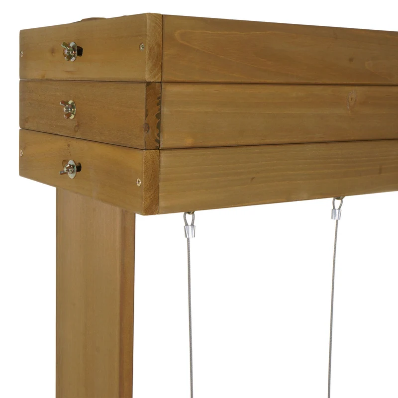 Jardinière sur pied avec treillis 145 cm carré potager 2 bacs 100L bâche incluse support plantes grimpantes bois sapin 04_0010261