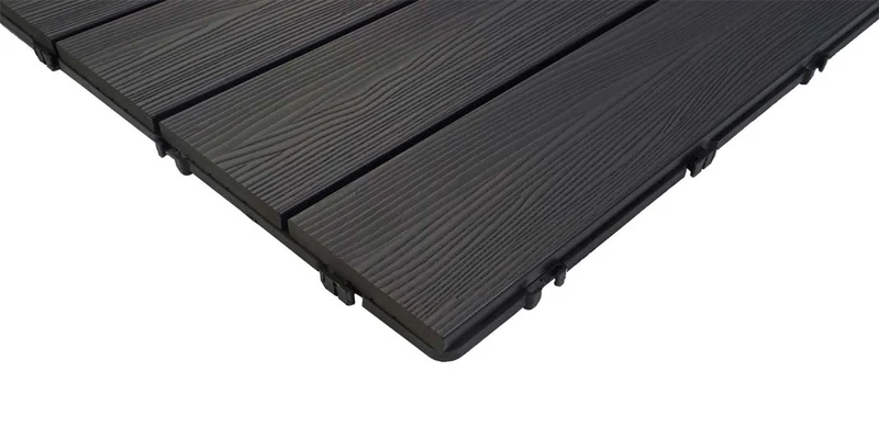 Dalles de sol wpc clipsables effet bois 3d anthracite 50x50 cm lot de 4 = 1 m² pour balcon et terrasse 04_0010816