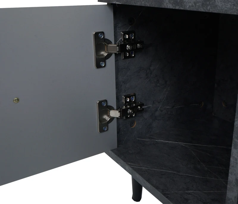 Table basse rectangulaire fonctionnelle 43 x 100 x 60 cm avec deux tiroirs et finition élégante en MDF gris 04_0009656