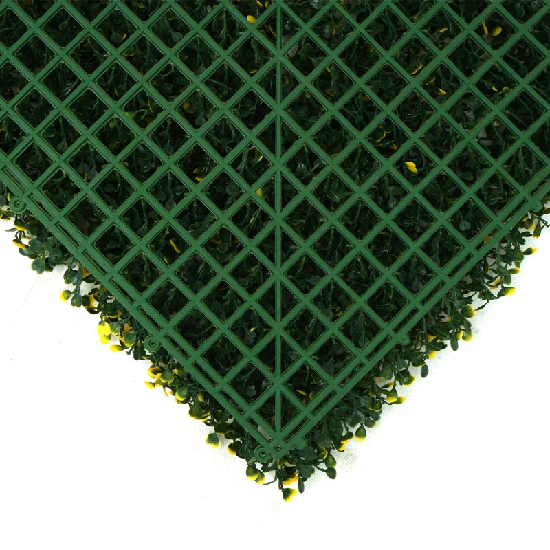 Lot de 4 dalles murales brise-vue effet buis vert/jaune – 1 m² – Panneaux clipsables pour balcon et terrasse 04_0010225