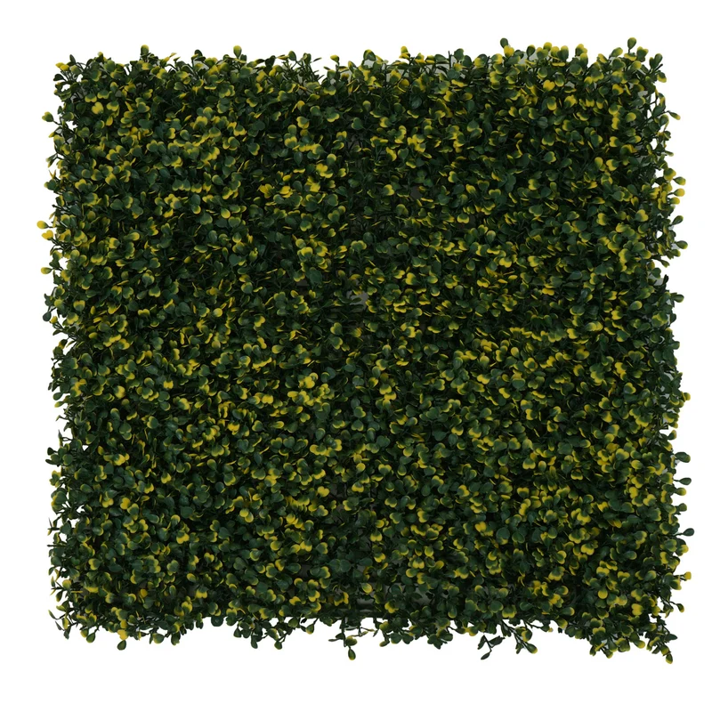 Lot de 4 dalles murales brise-vue effet buis vert/jaune – 1 m² – Panneaux clipsables pour balcon et terrasse 04_0010225