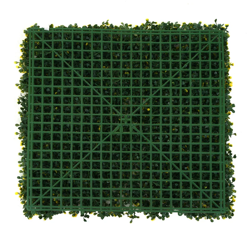 Lot de 4 dalles murales brise-vue effet buis vert/jaune – 1 m² – Panneaux clipsables pour balcon et terrasse 04_0010225