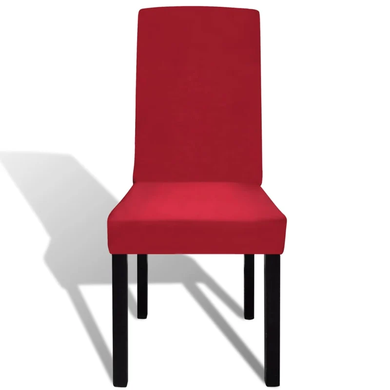 Housse de chaise droite extensible 4 pcs Bordeaux DEC022369