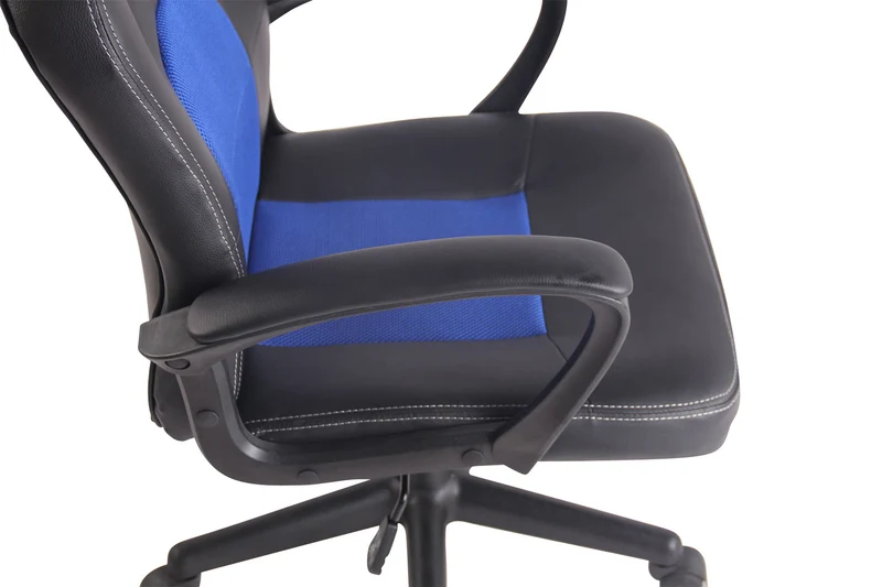 Fauteuil de bureau design sportif en synthétique noir maille bleu BUR10483