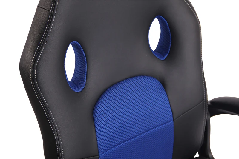 Fauteuil de bureau design sportif en synthétique noir maille bleu BUR10483