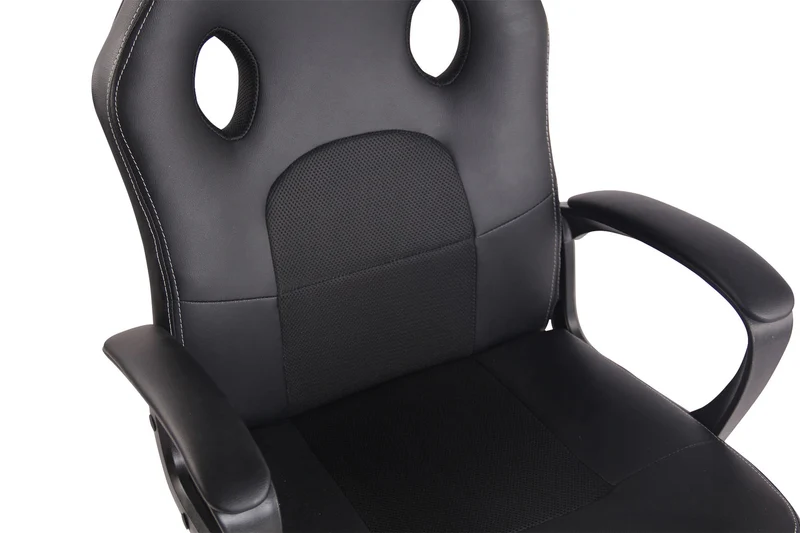 Fauteuil de bureau design sportif en synthétique noir maille noir BUR10480