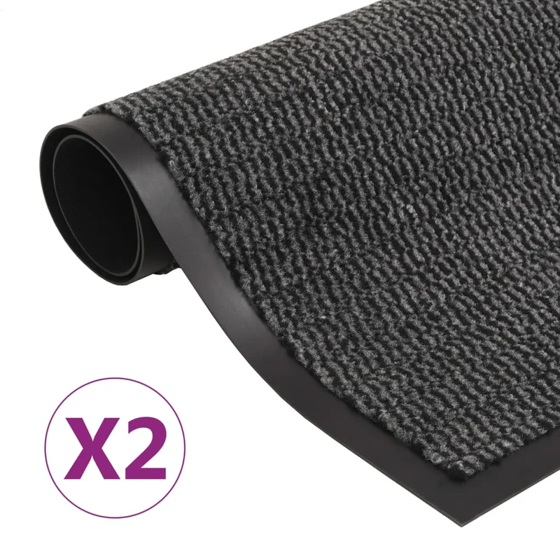 Lot de 2 paillassons rectangulaires 60 x 90 cm Anthracite DEC023157