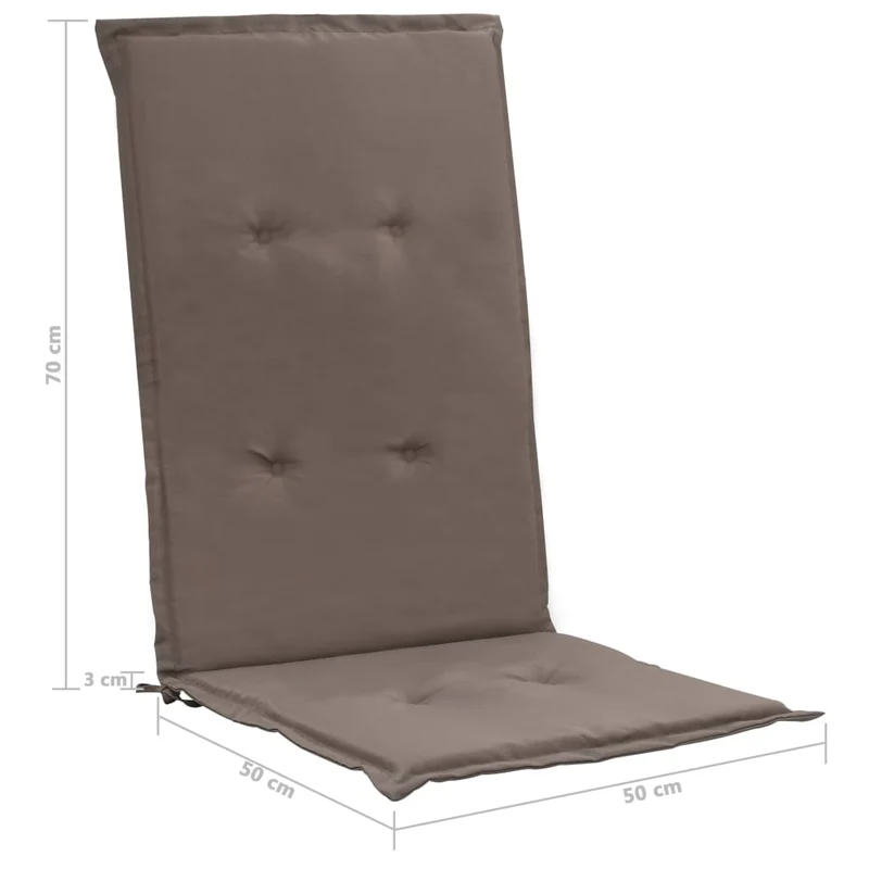 lot de 4 coussins de chaise de jardin 100% polyester imperméable taupe 120 x 50 x 3 cm DEC021669