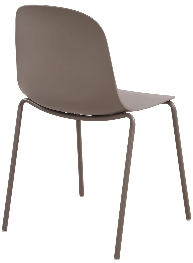 Lot de 2 chaises de jardin empilable en plastique taupe et cadre robuste à quatre pieds en acier 10_0007751