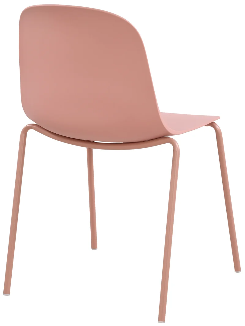 Lot de 2 chaises de jardin empilable en plastique rose et cadre robuste à quatre pieds en acier 10_0007637