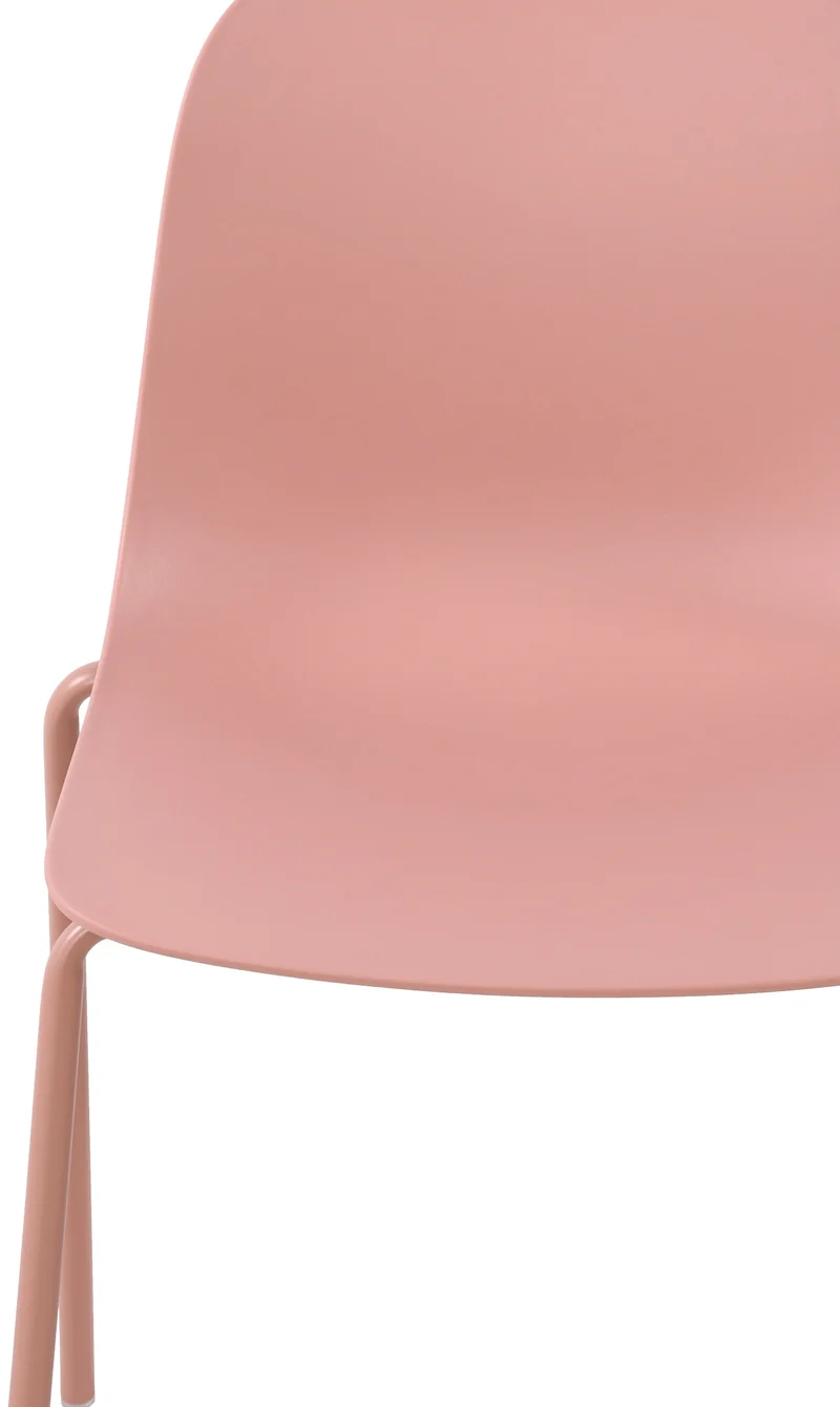 Lot de 2 chaises de jardin empilable en plastique rose et cadre robuste à quatre pieds en acier 10_0007637