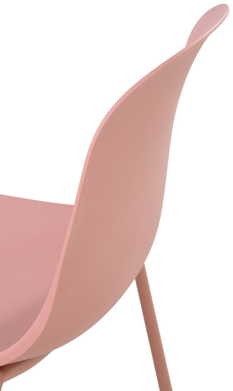 Chaise de jardin empilable en plastique rose et cadre robuste à quatre pieds en acier 10_0007408