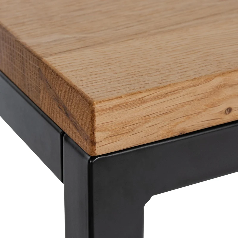Table basse minimaliste au design épuré 80x80x45 cm plateau en chêne massif cadre en métal thermolaqué noir 10_0009158