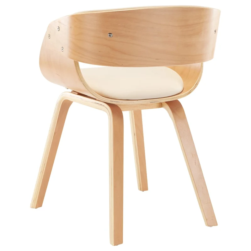 Chaise de salle à manger bois courbé et synthétique crème CDS020022