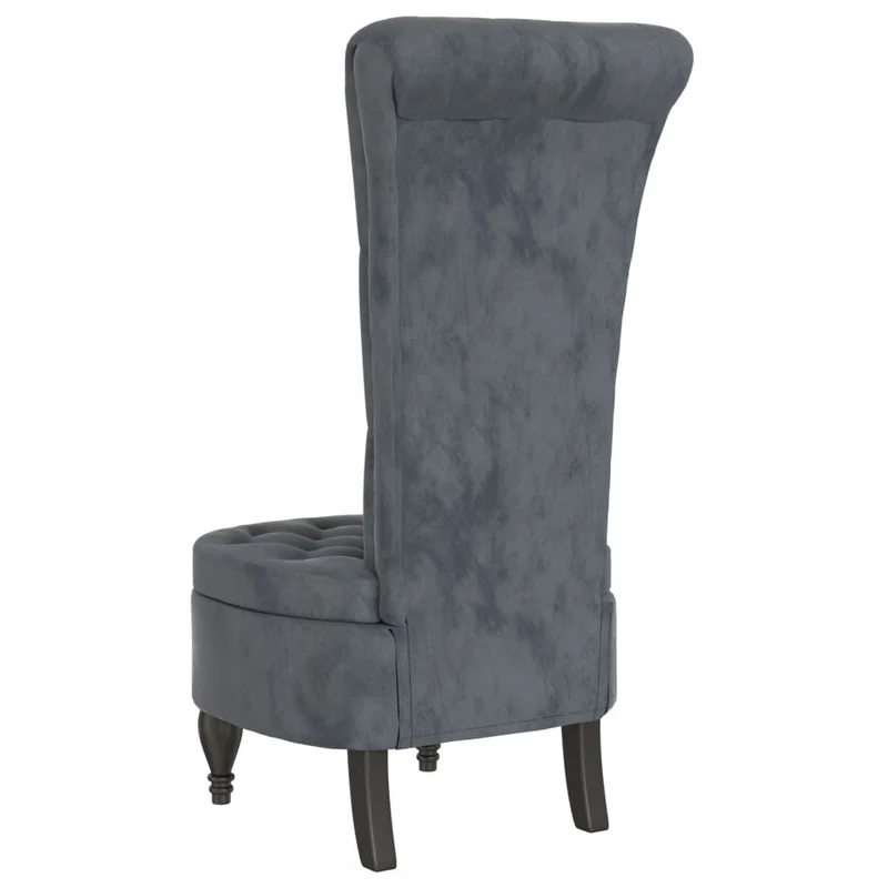 Chaise à dossier haut en velours conception de bouton tissu gris foncé DEC026247