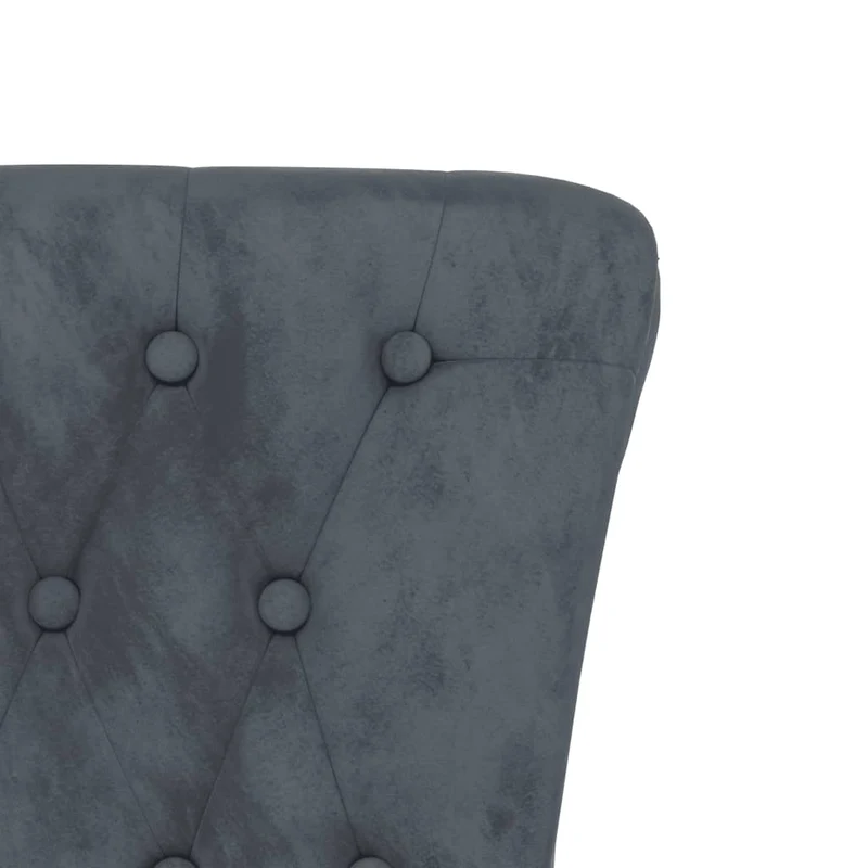 Chaise à dossier haut en velours conception de bouton tissu gris foncé DEC026247