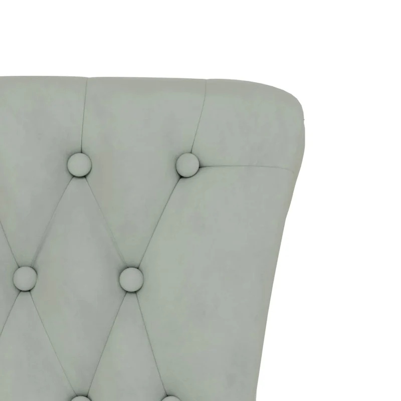 Fauteuil à dossier haut en velours gris clair dossier capitonné pieds en bois DEC026246