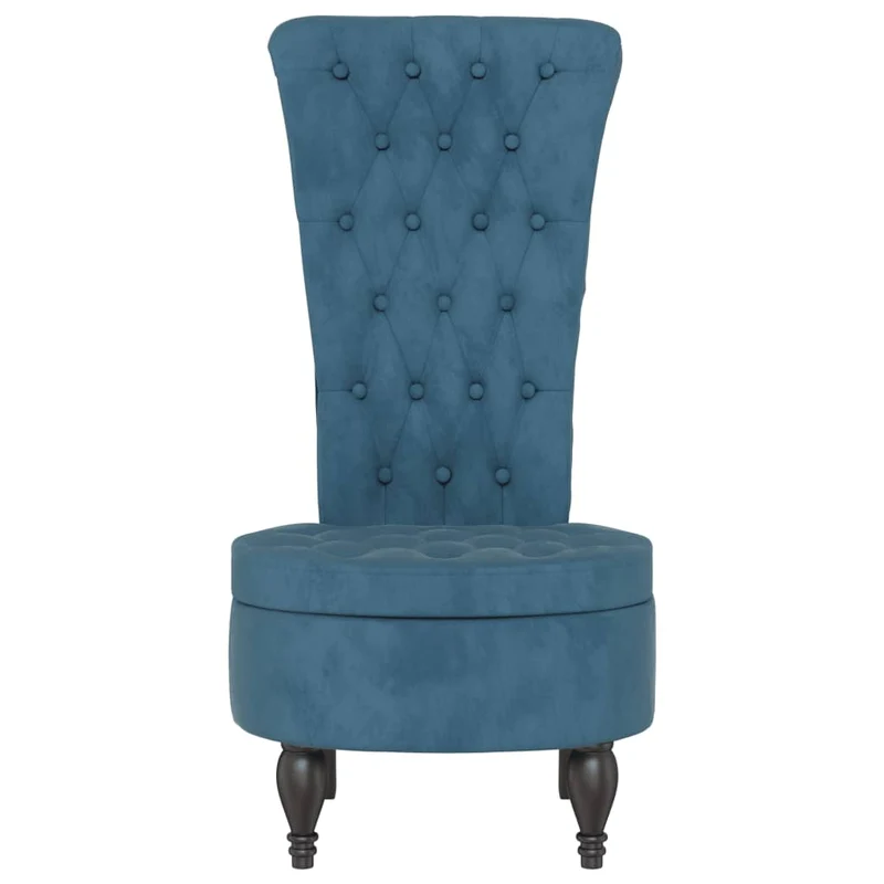 Chaise à dossier haut en velours bleu dossier capitonné DEC026245