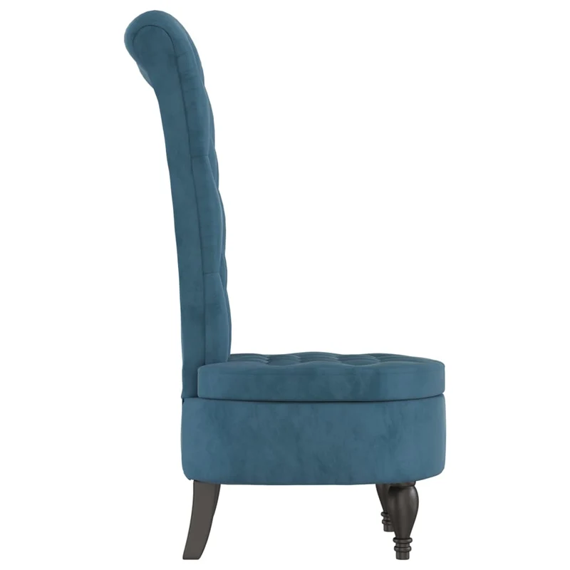 Chaise à dossier haut en velours bleu dossier capitonné DEC026245