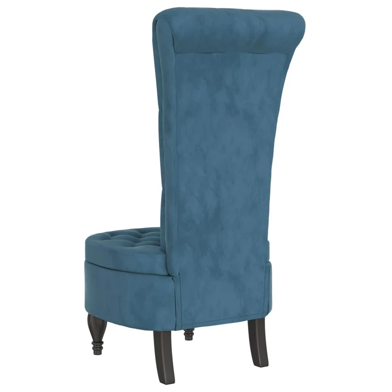 Chaise à dossier haut en velours bleu dossier capitonné DEC026245