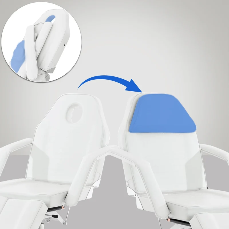 Table d’esthétique professionnelle hydraulique réglable dossier inclinable ouverture visage PVC blanc 10_0008215