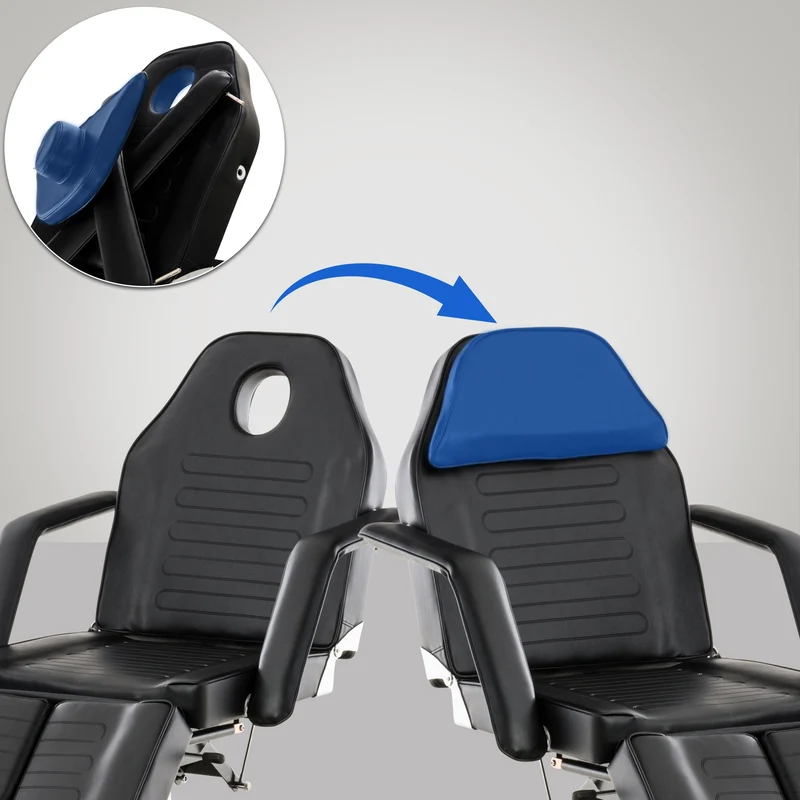 Table d’esthétique professionnelle hydraulique réglable dossier inclinable ouverture visage PVC noir 10_0008212
