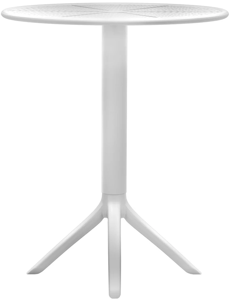 Table d'appoint ronde 60 cm intérieur ou extérieur en plastique blanc 10_0009200