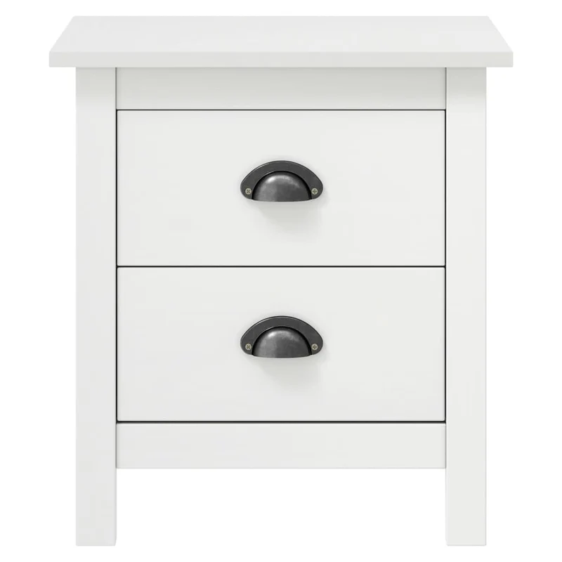 Table de chevet avec deux tiroirs 46 x 35 x 49,5 cm bois de pin blanc DEC034077