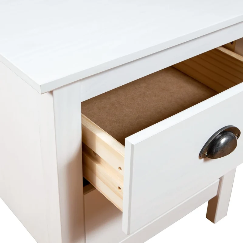 Table de chevet avec deux tiroirs 46 x 35 x 49,5 cm bois de pin blanc DEC034077