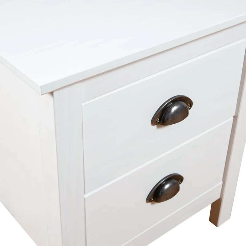 Table de chevet avec deux tiroirs 46 x 35 x 49,5 cm bois de pin blanc DEC034077