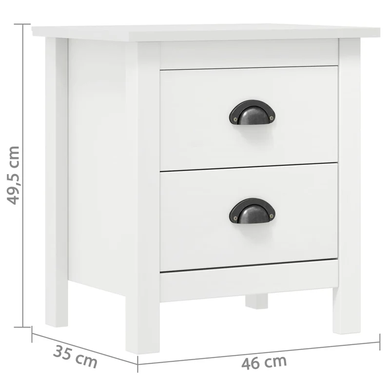 Table de chevet avec deux tiroirs 46 x 35 x 49,5 cm bois de pin blanc DEC034077