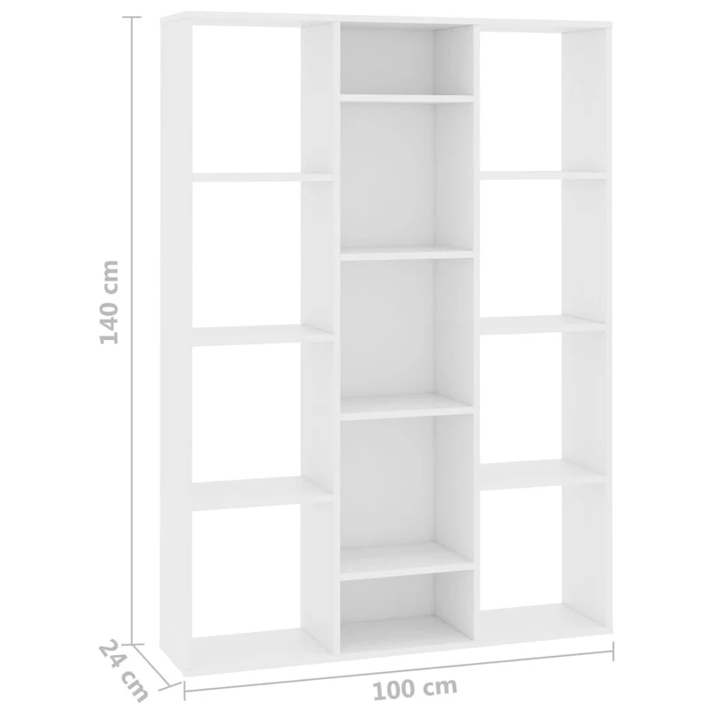 Bibliothèque avec 13 compartiments 100 x 24 x 140 cm bois d'ingénierie blanc DEC031212
