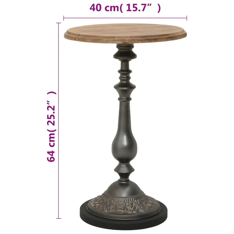 Table d'appoint support de plante 40 x 64 cm en bois de sapin massif + MDF + acier DEC032377