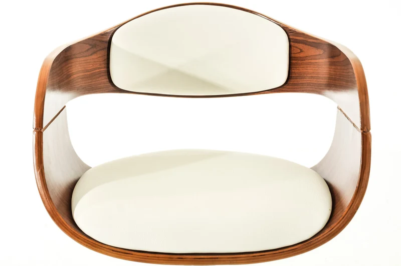 Set de 2 chaises hautes de bar avec repose-pied design moderne noyer et synthétique blanc 10_0001062