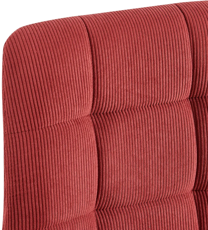 Lot de 4 chaises de salle à manger design en velours côtelé bordeaux à coutures carrées – Pieds métal noirs 10_0007754