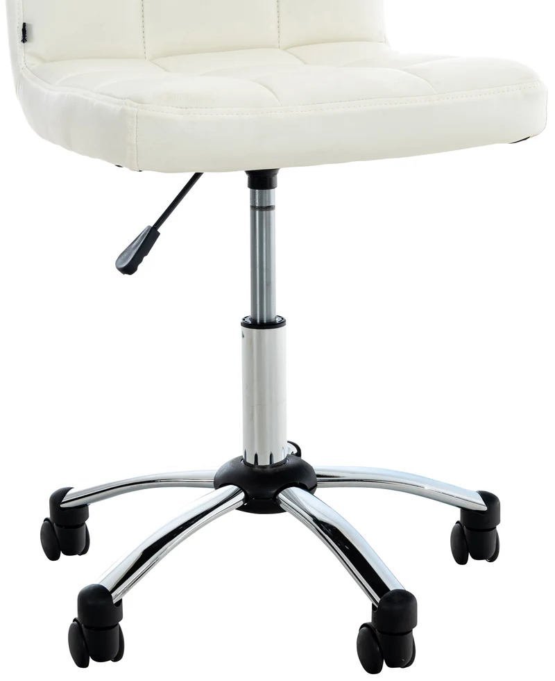 Chaise pivotante design à coutures carrées matelassées – élégance moderne PVC blanc 10_0008210