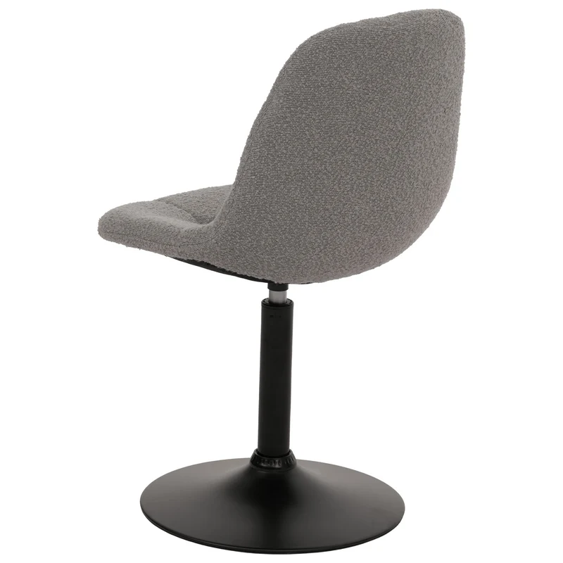 Chaise de salle à manger pivotante 360° design contemporain en tissu bouclé gris pied acier noir mat 04_0009879