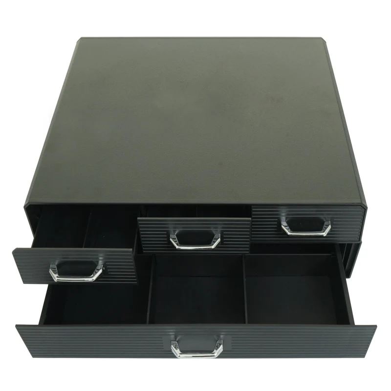 Boîte de rangement pour capsules café et sachets de thé 4 tiroirs 15 compartiments support machine à café 34x31 cm 04_0010187