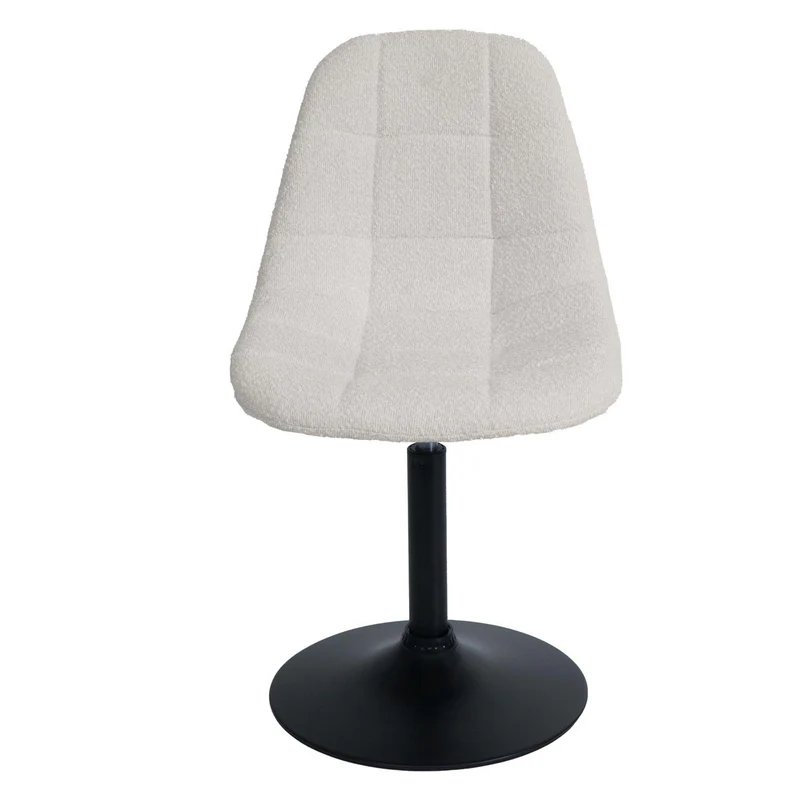 Chaise de salle à manger pivotante 360° design contemporain en tissu bouclé crème pied acier noir mat 04_0009882