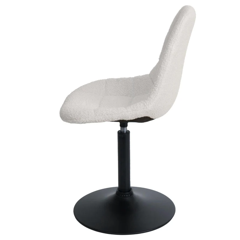 Chaise de salle à manger pivotante 360° design contemporain en tissu bouclé crème pied acier noir mat 04_0009882