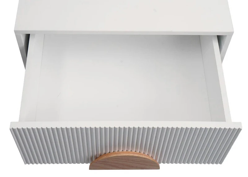Table de chevet moderne avec deux compartiments 55 x 48 x 41 cm en MDF blanc 04_0009661